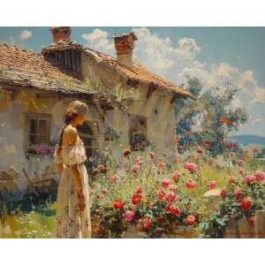 Девойка на село - Диамантен гоблен LD 405138