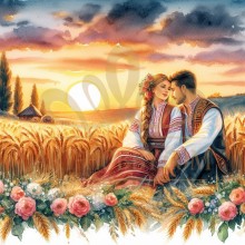 Влюбени и рози - Диамантен гоблен LD 404142