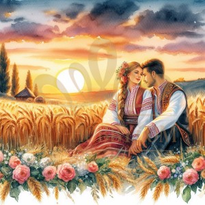 Влюбени и рози - Диамантен гоблен LD 404142