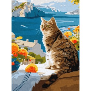  GI 324101 Котка и море - Диамантен гоблен