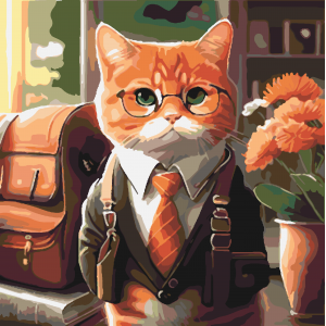 Коте ученик - Картина по номера ZP 4179