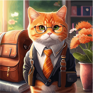 Коте ученик - Картина по номера ZP 4179