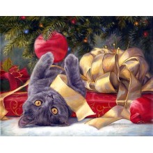 Картина по номера - Коледно котенце ZE 3968