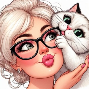 Рисуване по номера - Момиче с очила и коте ZP 1390