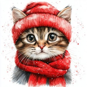 Рисуване по номера - Коте с шапка ZP 1397