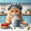 Коте в кухнятя - Диамантен гоблен  GI 303199