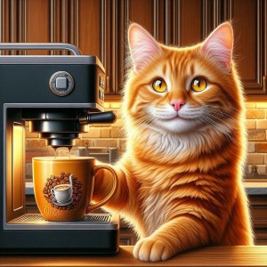 Коте с кафе - Диамантен гоблен GI 303200 Коте с кафе - Диамантен гоблен GI 303200