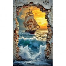 Кораб през залеза - Диамантен гоблен PZ 305045