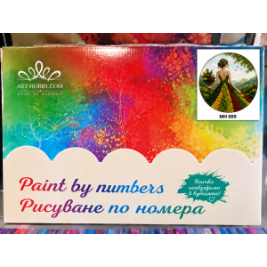  3D картина по номера със скандинавски мъх Момиче в красива рокля MH 009
