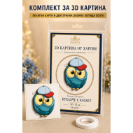 3D картина от хартия Бухалче с каскет – комплект Папертол