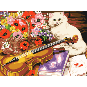 Рисуване по номера - Котка с цигулка ZE 6123