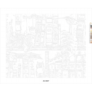Картина по номера - Котка и книги ZG 0007