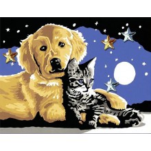 Котка и куче - Картина по номера ZE 35321