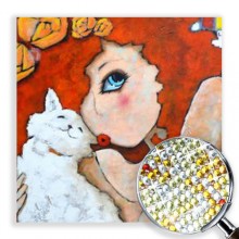 Елмазени гоблени - Момиче и котка EZ 333208 Елмазени гоблени - Момиче и котка EZ 333208