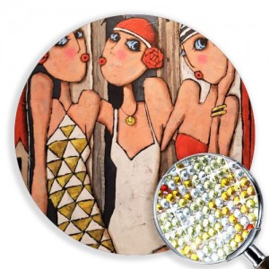 Елмазени гоблени с кръгла форма - Три приятелки ERL 008