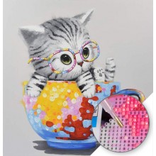 GI 304207 Котенце в чаша - Диамантен гоблен