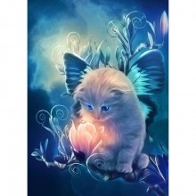 GI 304241 Котенце и цвете - Диамантен гоблен