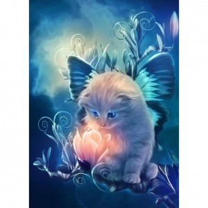 GI 304241 Котенце и цвете - Диамантен гоблен