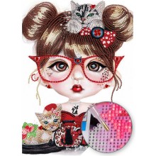RZ 303107 Кукла с котка - Диамантен гоблен RZ 303107 Кукла с котка - Диамантен гоблен