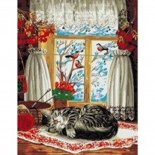 Картина по номера -  Котка на село ZE 3590