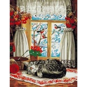 Картина по номера -  Котка на село ZE 3590