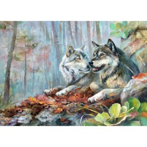 Картина по номера -  Вълци в гората ZE 3596