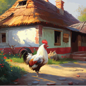 Картина по номера - Петел и селска къща ZP 481 Картина по номера - Петел и селска къща ZP 481