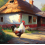 Картина по номера - Петел и селска къща ZP 481 Картина по номера - Петел и селска къща ZP 481