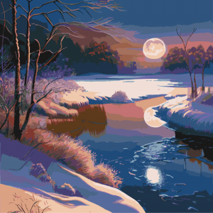 Картина по номера - Зимна река ZP 495 Картина по номера - Зимна река ZP 495