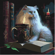 Картина по номера - Котка и книги ZP 552