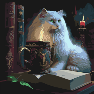 Картина по номера - Котка и книги ZP 552