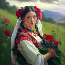 LD 303045 Диамантен гоблен - Момиче с цветя