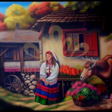 LD 303081 Диамантен гоблен - Селянка и крава