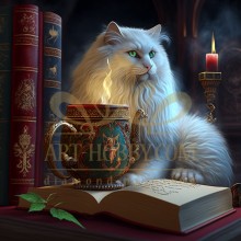 GI 303103  Диамантен гоблен - Котка и книги
