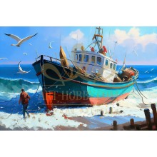 Картина по номера - Рибарска лодка ZE 3654 РАЗМЕР 50-70