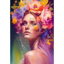 Момиче с цветя - Диамантен гоблен LD 405076