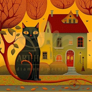 GI 303126  Диамантен гоблен - Черна котка