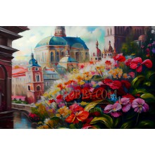 PZ 304368 Прекрасен град с цветя - Диамантен гоблен