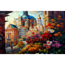 PZ 304370 Исторически град и цветя - Диамантен гоблен