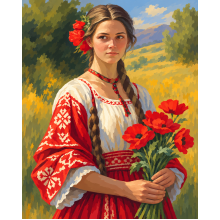 Диамантен гоблен Момиче с макове LD 405086