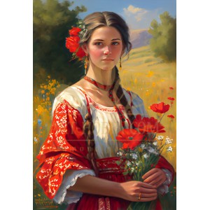 Момиче с макове - Диамантен гоблен LD 405086