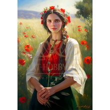 Момиче в маково поле - Диамантен гоблен LD 405088