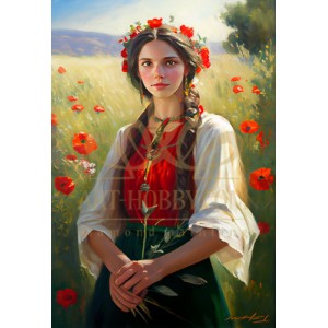 Момиче в маково поле - Диамантен гоблен LD 405088