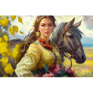 Българка с кон - Диамантен гоблен LD 405094