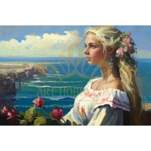 Момиче и красиво море - Диамантен гоблен LD 405096