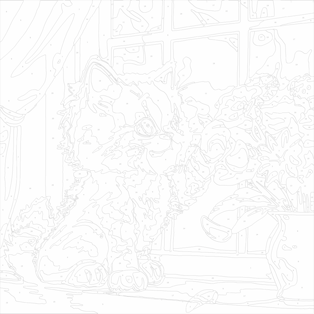 Картина по номера - Котенце с цветя ZP 900