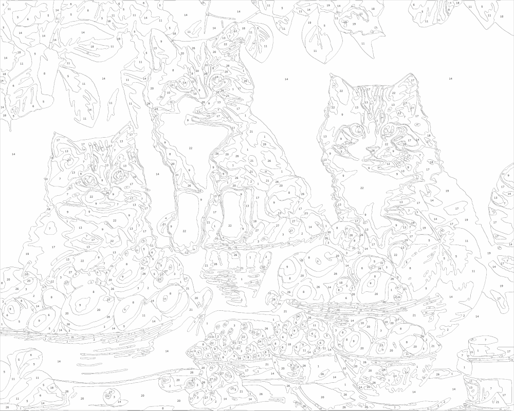 Картина по номера - Котки с плодове ZE 3883