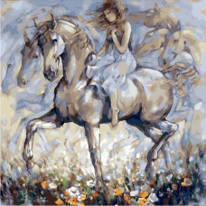  Pictura pe numere - Doamnă cu cai - TX 5078
