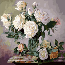  Pictura pe numere - Trandafiri albi ZP 5069