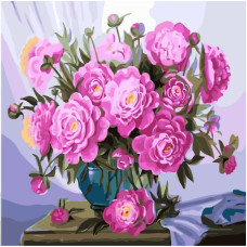  Pictura pe numere - Buchet violet într-o vază - TX 5058